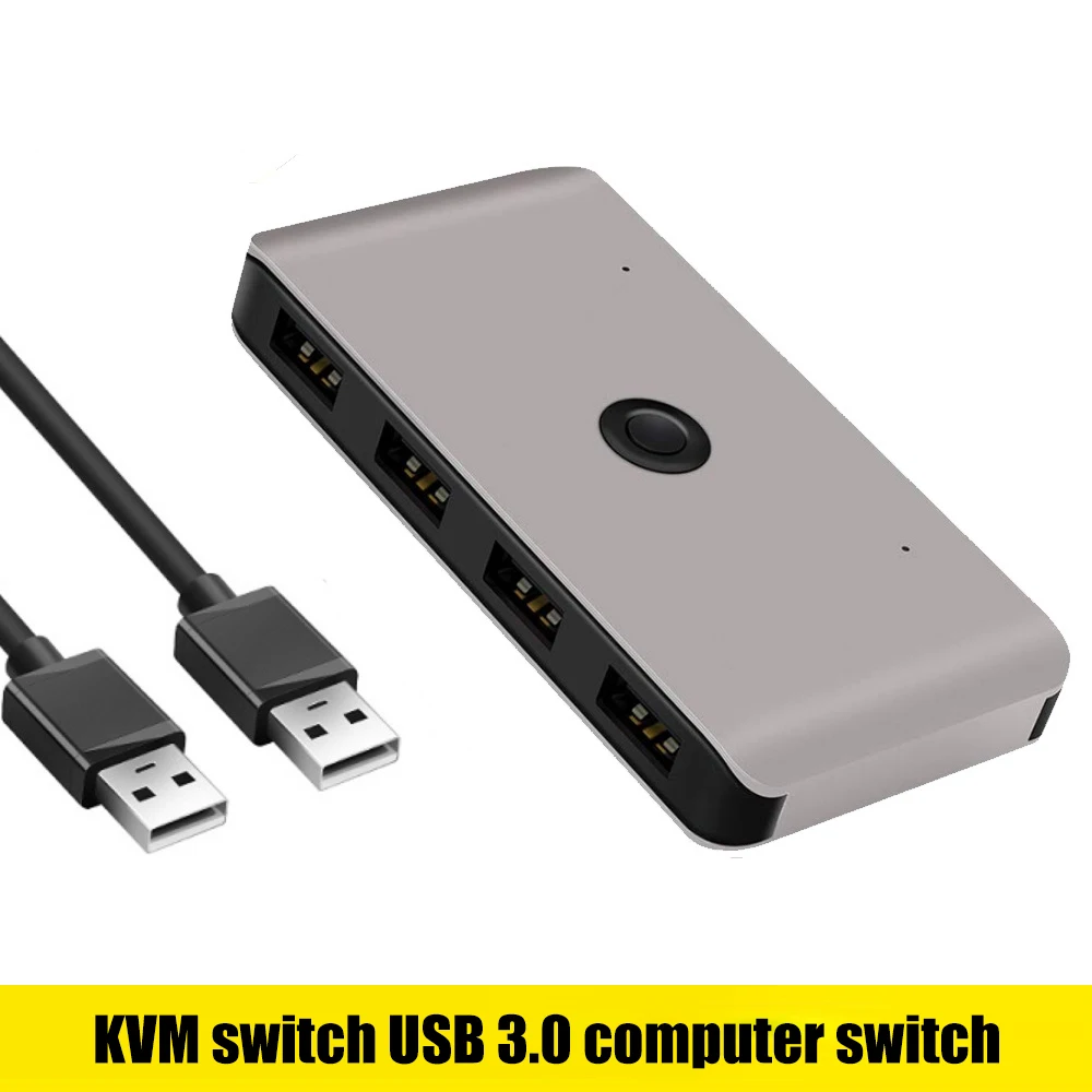 

USB KVM-переключатель, 2 порта, совместное использование 4 устройств, переключатель USB 3,0 для монитора принтера