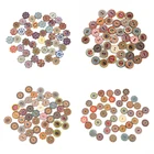 Винтажные деревянные пуговицы 50 шт., пуговицы с 2 отверстиями, 152025 мм, смешанные пуговицы для одежды, декоративные пуговицы для одежды, инструменты для шитья