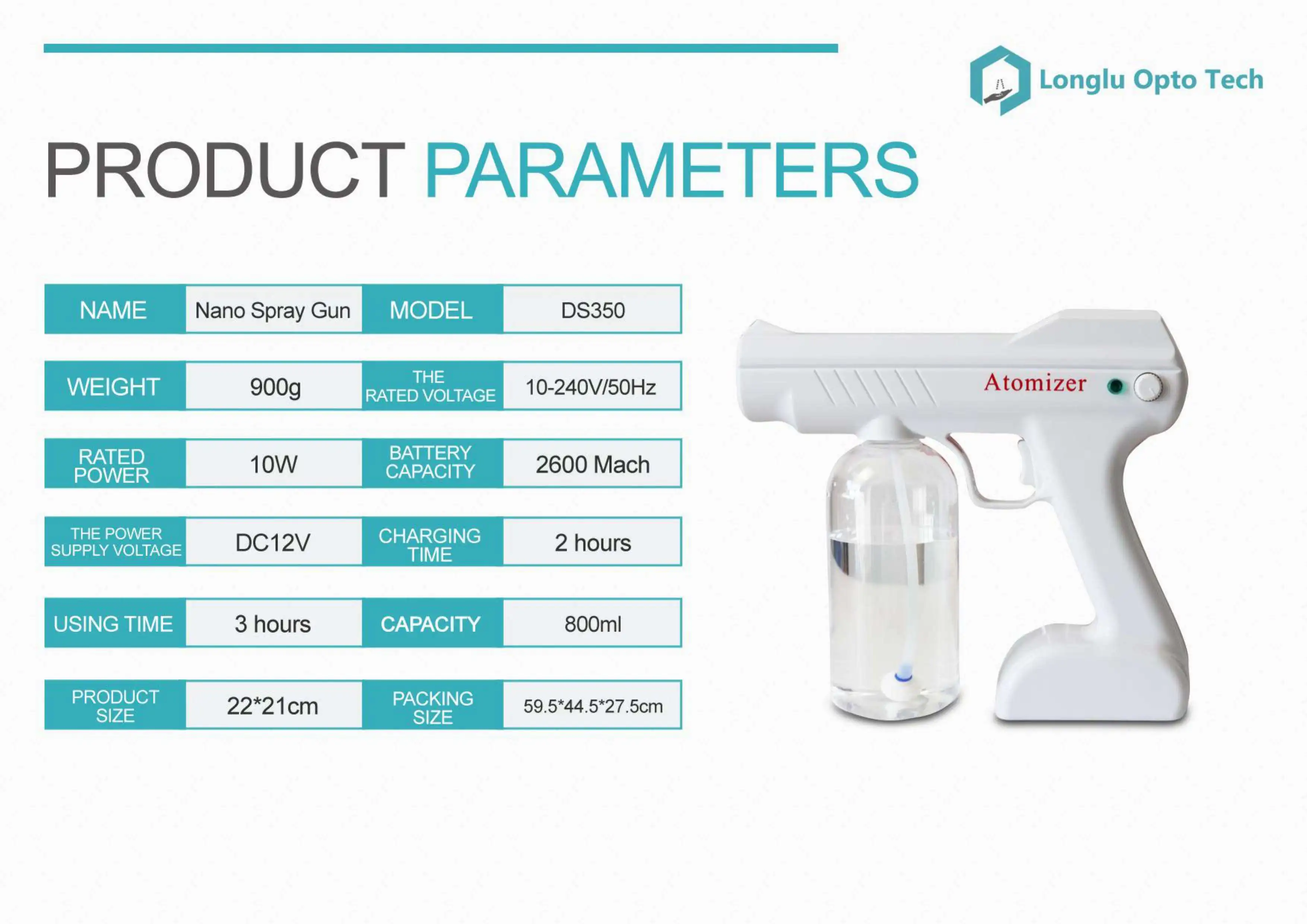 

2020 hot sale Electric fog mist sprayer sanitizer Wireless Hair nano Spray Gun for car room