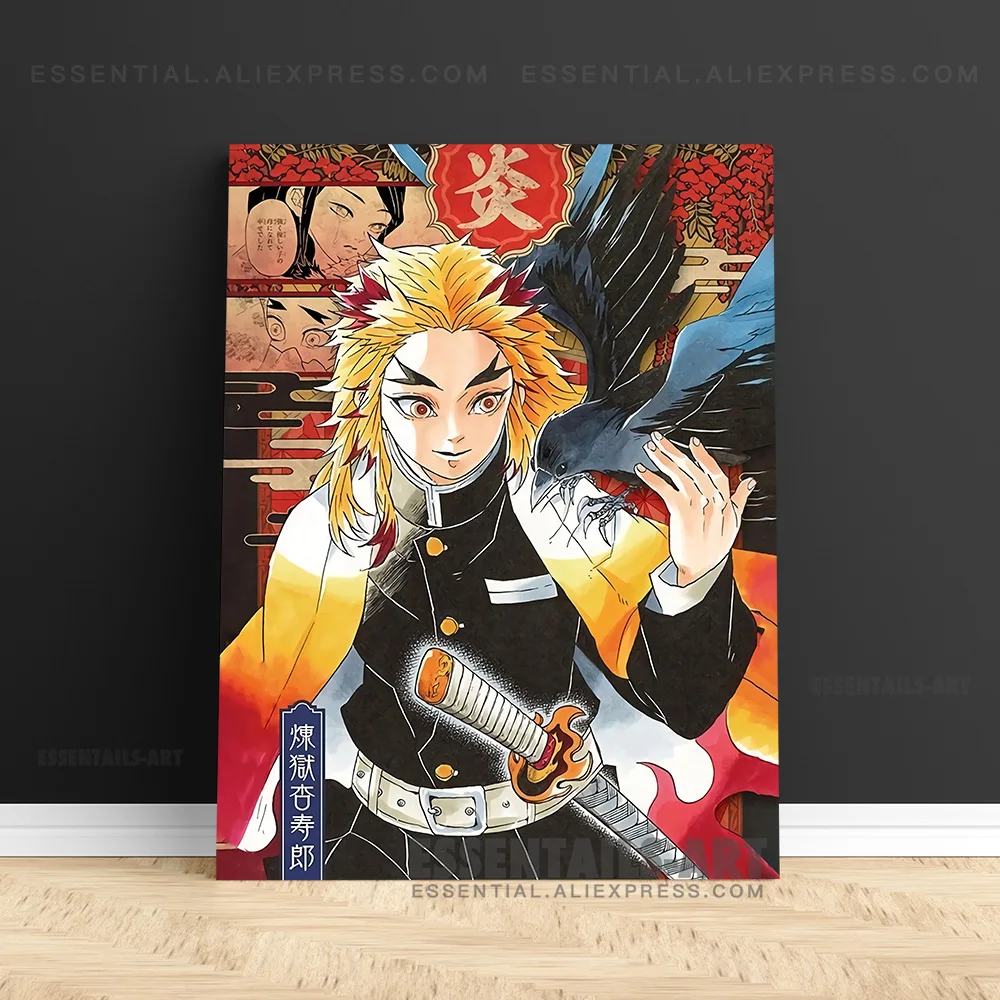 

Kyojuro Rengoku Kimetsu no Yaiba Canvas Wall Art Poster Home Decor Painting Bedroom Study Living Room Decoration Prints Pictures