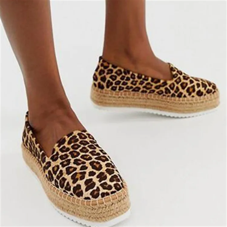 

Женские эспадрильи на толстой платформе, однотонные Лоферы без застежки с круглым носком, дышащие, повседневные, 2021