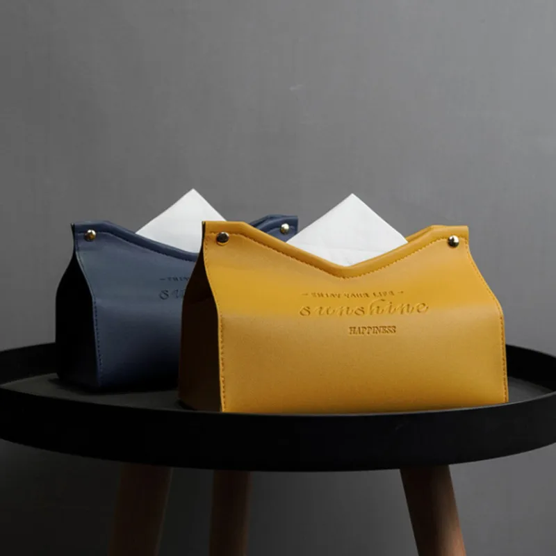 

Leather Tissue Box Car Toilet Pumping box Home Living Room Decoration Bedroom Kitchen Desktop Nordic Large Storage Box Wholesale