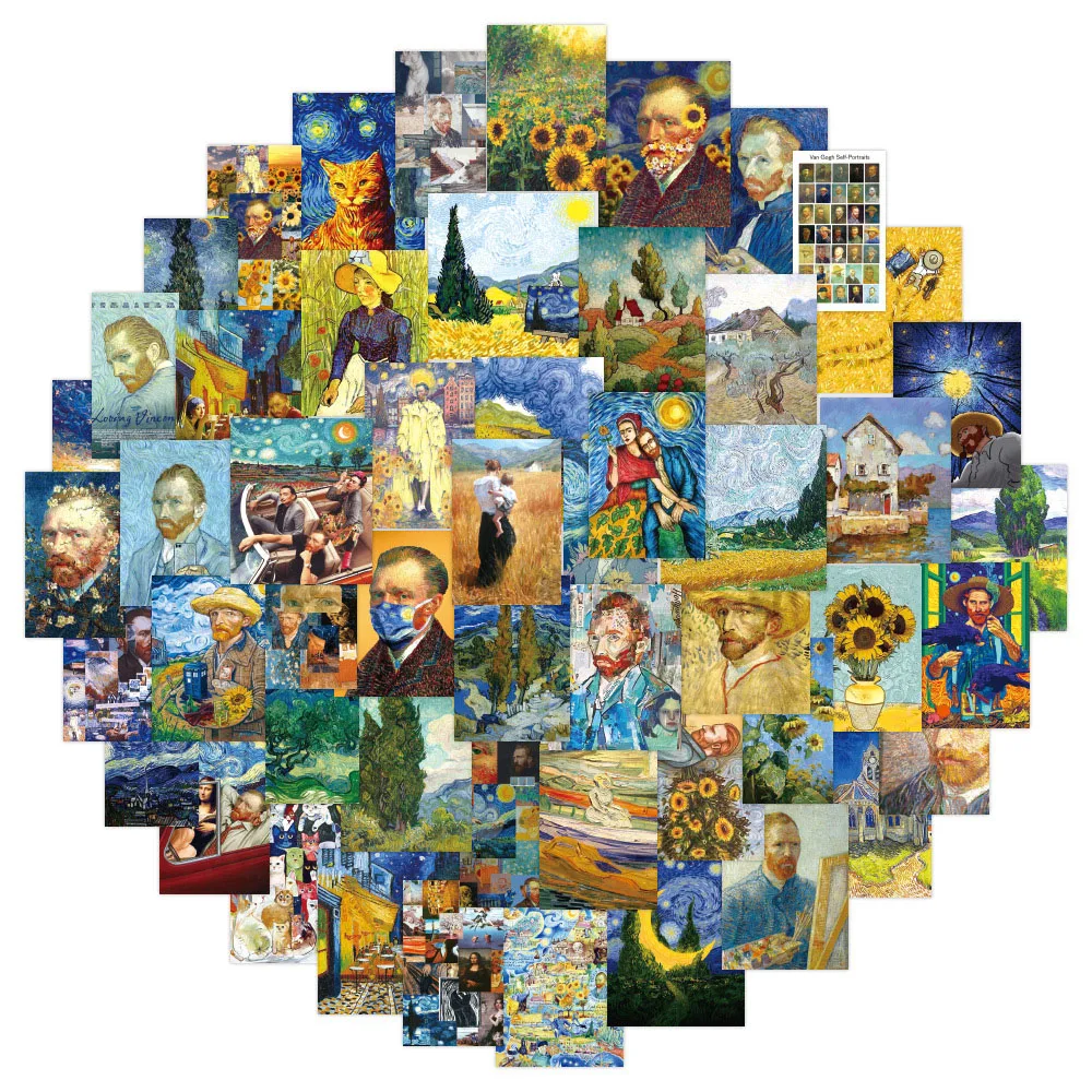 103054pcs oil painting art van gogh graffiti stickers aesthetic decals laptop phone luggage guitar fridge sticker for kids toy free global shipping