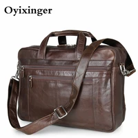 mens briefcase genuine leather handbags bag for documents men business portfolio male excellent cow leather travel laptop bags