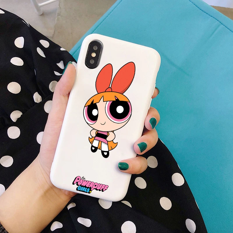 Чехол Powerpuff для девочек iPhone X XR Xs Max 8 7 6 Plus 6S 5s SE силиконовый милый чехол на телефон с