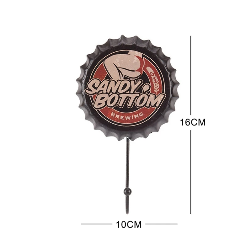 New Retro Creative Beer Cover Hook &quotSANDY BOTTOM&quot Character Personality Dressing Room Clothes Home Wall Crafts Iron De | Дом и сад