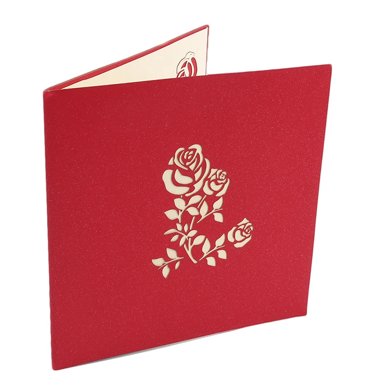 Поздравительная открытка с 3D выдвижной розой на день рождения конвертом