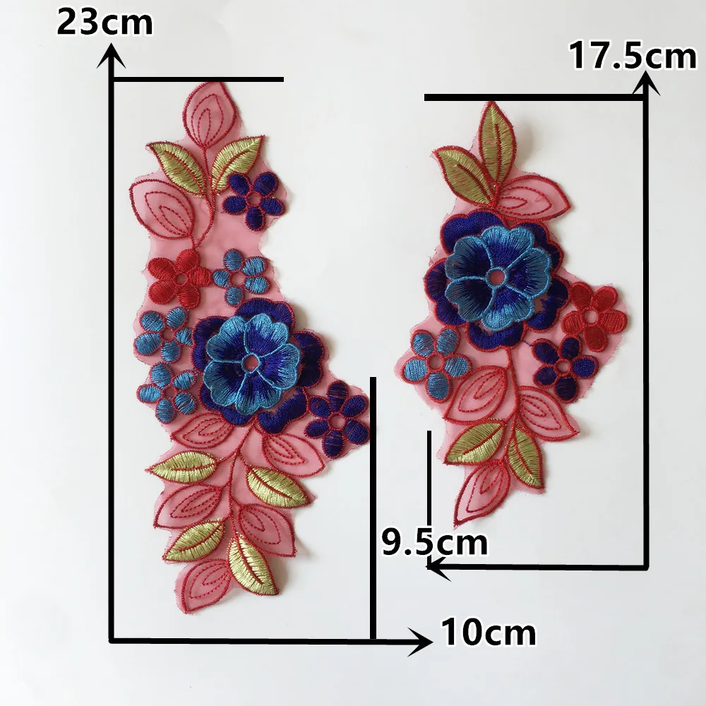 A pair of sale 3D flower Embroidered Polyester applications Lace collar DIY sewing fabric Craft materials Dress accessories | Дом и сад