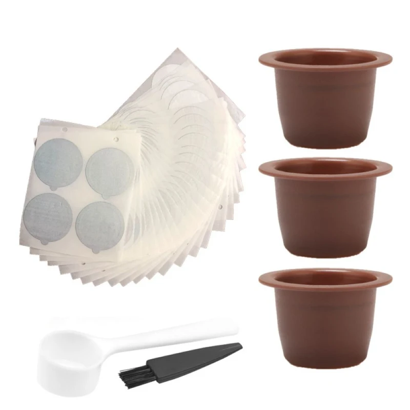 

Reusable Coffee Capsule Nestle Cup Stainless Steel / Plastic Coffee Capsule Shell Coffee Filter With 100Pcs Aluminum Foil Lid