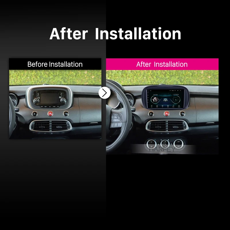 Harfey " HD сенсорный автомобильный мультимедийный плеер для- Fiat 500X Android 8,1 gps навигация автомобильное радио Поддержка SWC Carplay