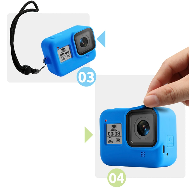 Защитный силиконовый чехол с ремешком на руку для спортивной камеры GoPro 8 аксессуары для спортивных и экшн-видеокамер