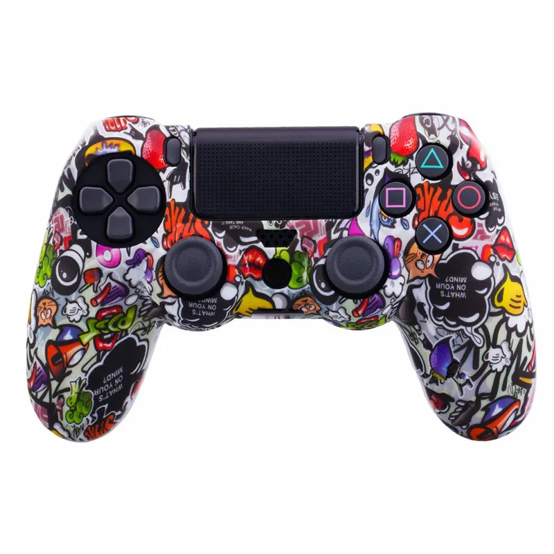 J Камуфляжный Мягкий силиконовый чехол защитный чехол для sony Playstation 4 PS4 для Dualshock 4 контроллер для ps4 pro slim - Цвет: J