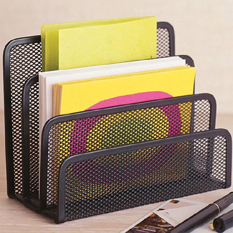 

Metal Mesh File A4 Paper Storage Basket Tray Bookends Stackable Books Magazine Letter Sorter Mail Storage Rack Office Organizer