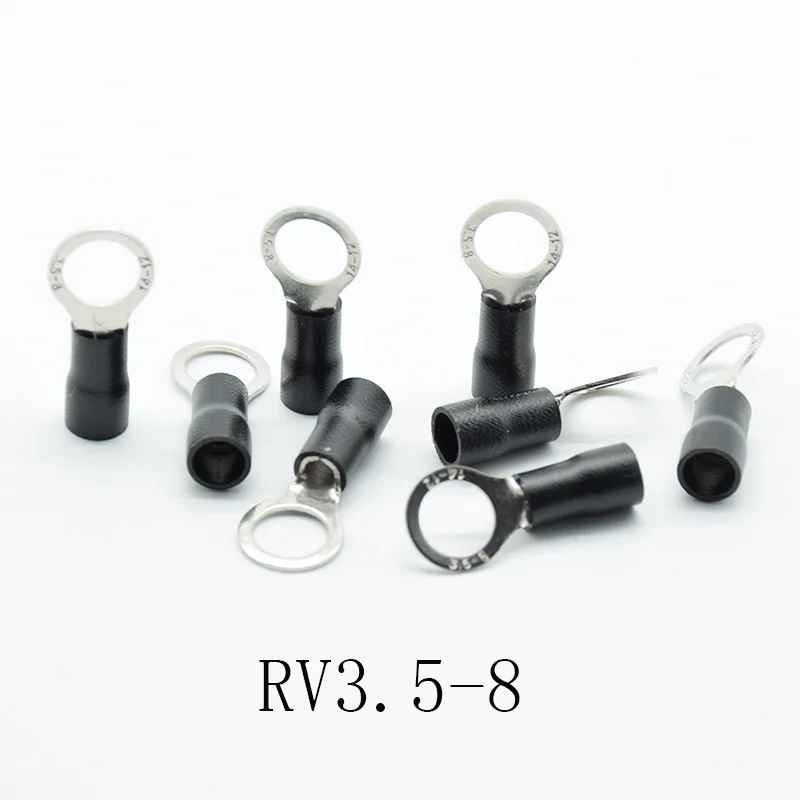 50 шт. черное кольцо обжимной изоляции RV3.5-4 RV3.5-5 RV3.5-6 3,5-8 жильный кабель соединитель AWG