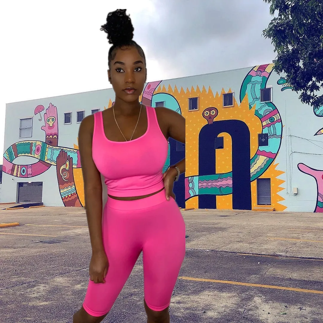 Женский спортивный костюм из двух предметов футболка шорты леггинсы для фитнеса