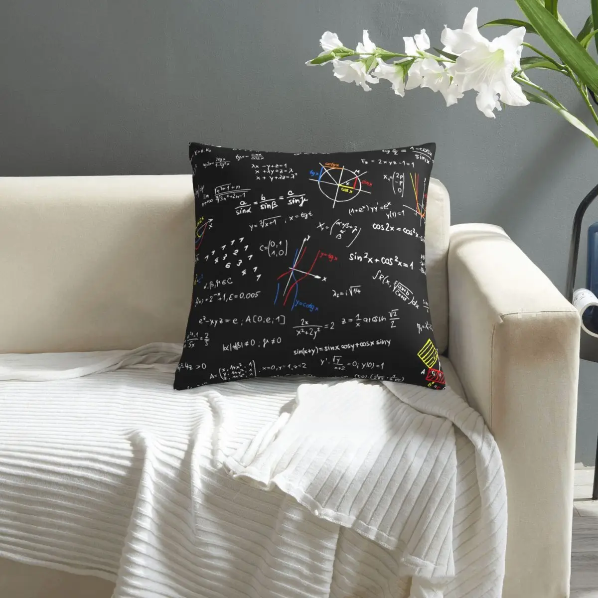 

Math pillowcase printed cushion cover sofa waist pillow pillow cover