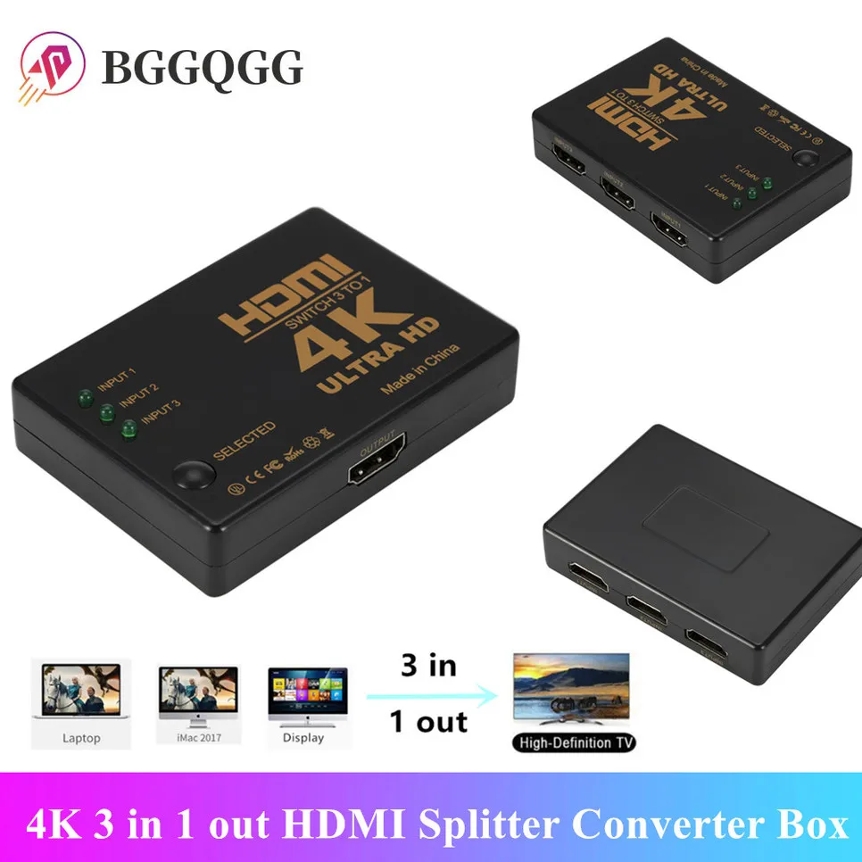 BGGQGG 1080P 4K 2K HDMI видеопереключатель разветвитель преобразователь 3 в 1 порт
