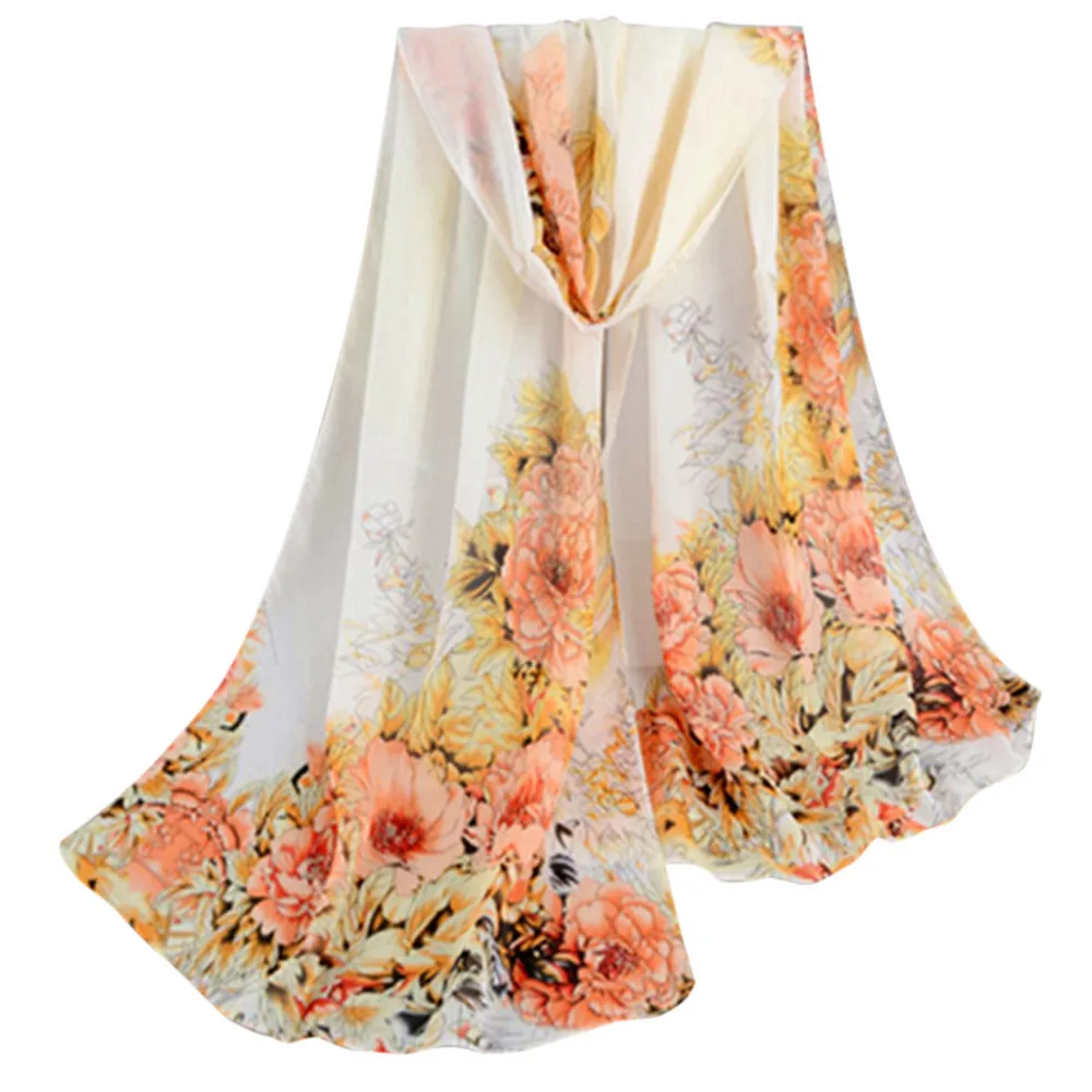 

Fashion Chiffon Scarf Lady Women Peony Prints Shawl foulard femme luxury Fashion temperament female luxury accesorios mujer