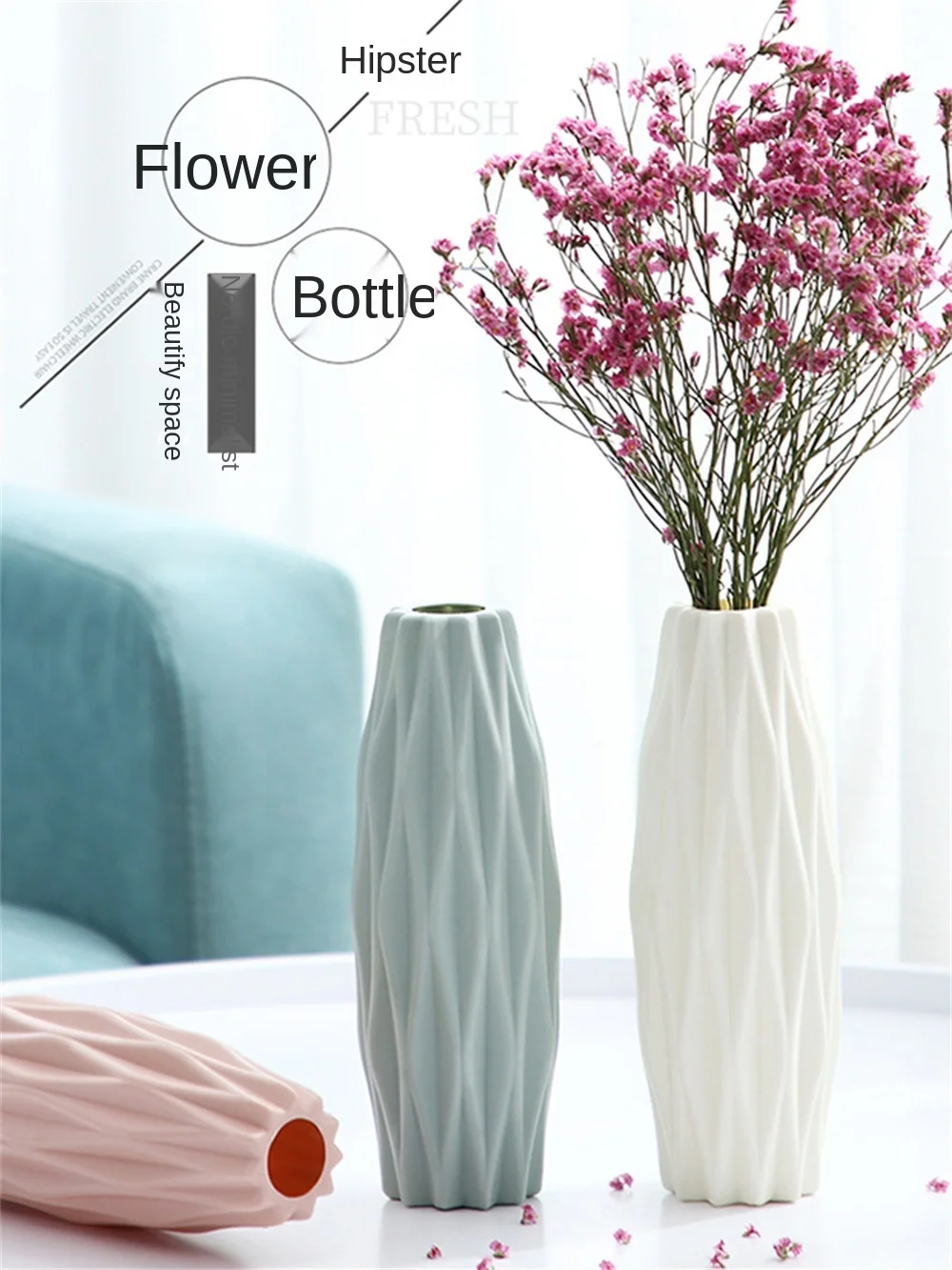 

Nordic Plastic Vase Home Flower Arrangement Device Living Room Modern Creativity Contracted Small Fresh Decoration