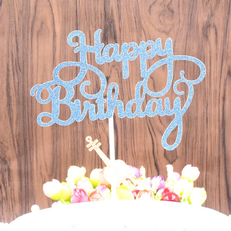 

10pcs Happy Birthday Cake Inserts Birthday Cake Topper Bling Sparkle Decoration Girl`s Birthday Dessert Decor Baking Supplies