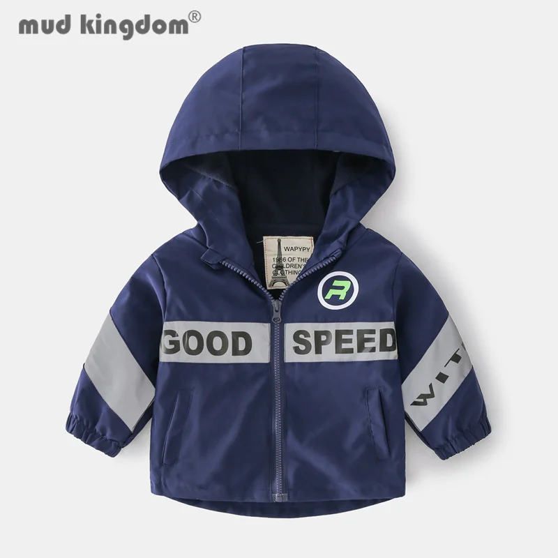 

Mudkingdom Kids Fleece Jacket Patchwork Letter Long Sleeve Zipper Hooded Windbreaker for Little Boy Autumn Winter Casual Clothes