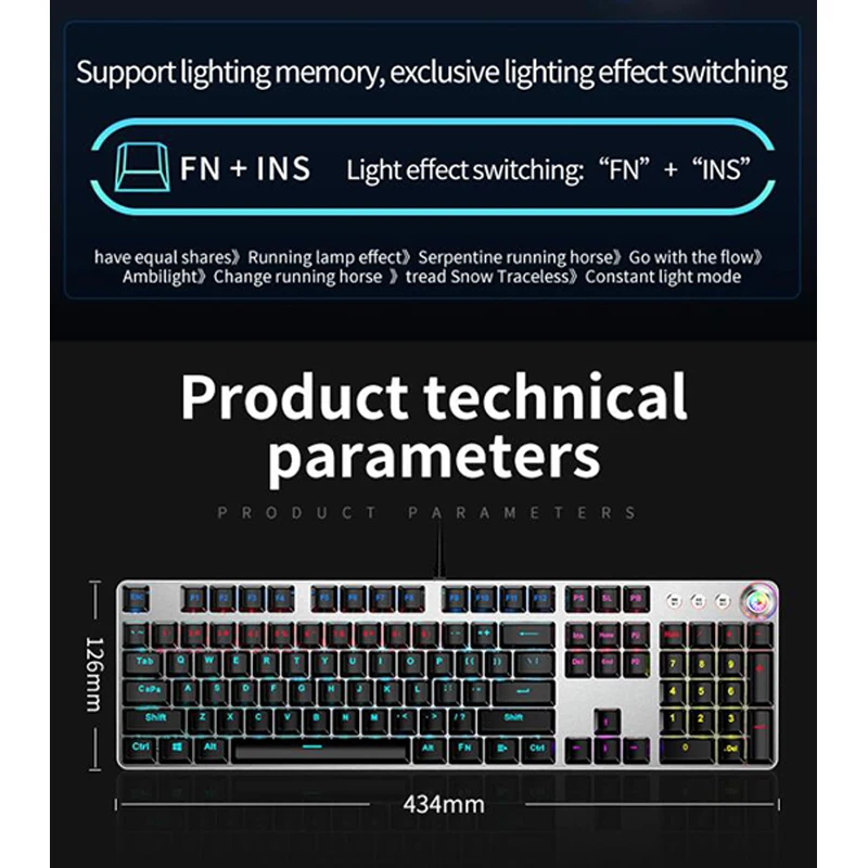 Механическая клавиатура с вращающейся макро подсветкой винтажный синий красный
