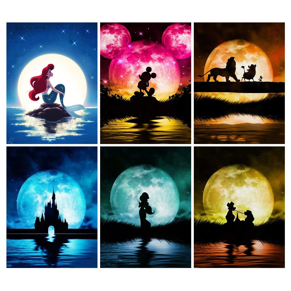 

Disney Princess Shadow Moon 5D Diamond Painting Full Round Drill Diamond Embroidery Cross Stitch Mosaic Home Decor