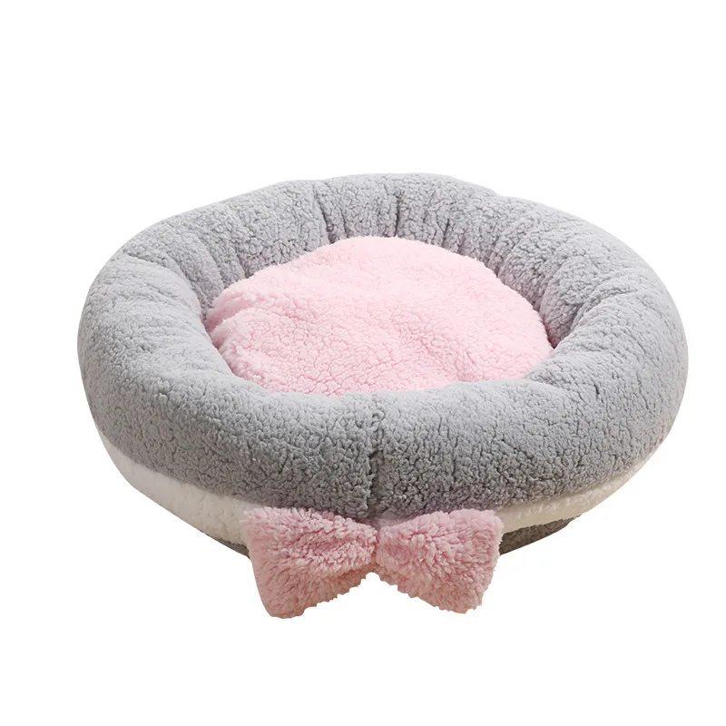 

PP Cotton Dog Bed Cat Bed with Bow Soft Winter Warm Dog Kennel Cute Luxury Dog Beds for Small Dogs Supplies