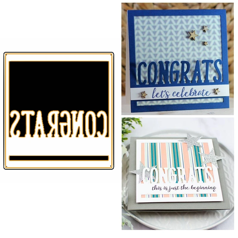 

Words Congrats Square Frame Metal Cutting Dies For DIY Scrapbooking Crafts Paper Cards Making Decorative Album Die Cut Template