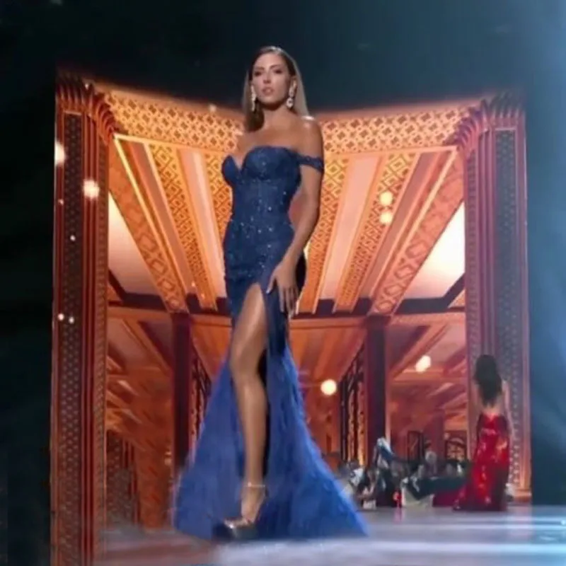 

Сексуальные платья для выпускного вечера с разрезом по бокам Роскошные кружевные платья с перьями, официальное платье русалки, вечерние пл...