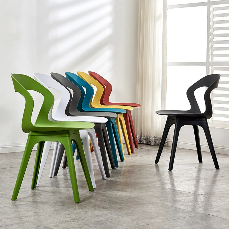 Modern Fashion S-shaped PP Plastic Chair Restaurant for Dining Room Chairs Home Living Kitchen White Green |