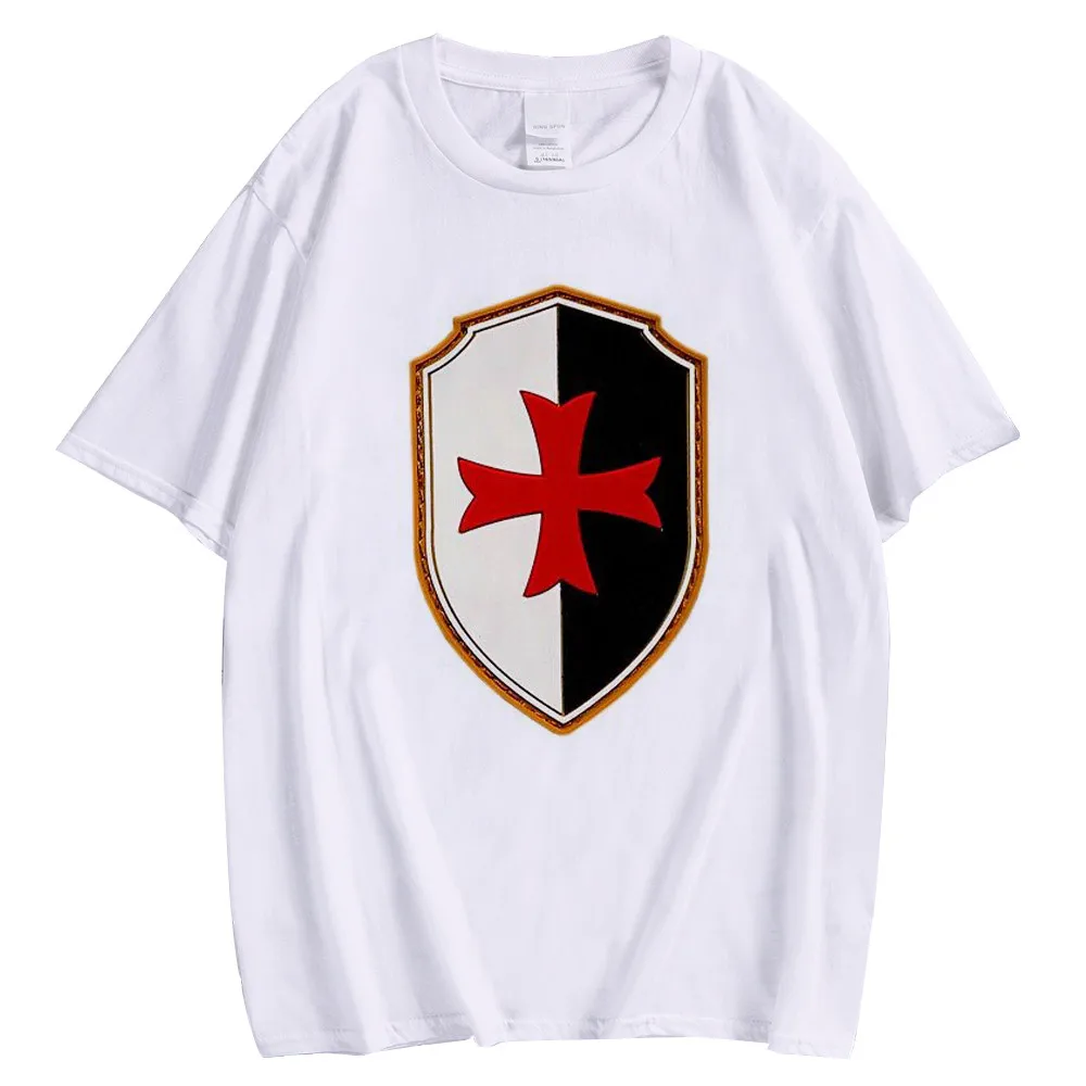 

CLOOCL Knights Templar 100% White Cotton T-shirts 3D Graphics Cross Shield Pullovers Tops Funny Unisex Harajuku Tshirts Clothing