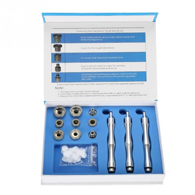 

9 Tips+3 Wands Diamond Dermabrasion Tips Diamond Wands Cotton Filter Skin Peeling Microdermabrasion Rejuvenation Beauty Machine