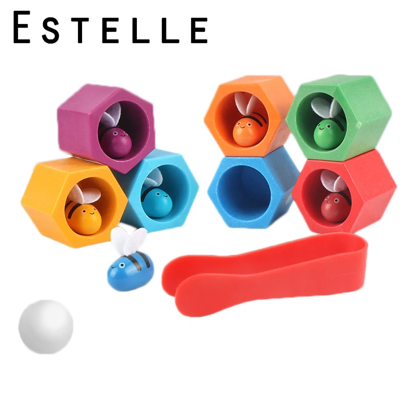 Деревянный Цветной улей клип пчела игра Дети Раннее Образование игрушки Дерево
