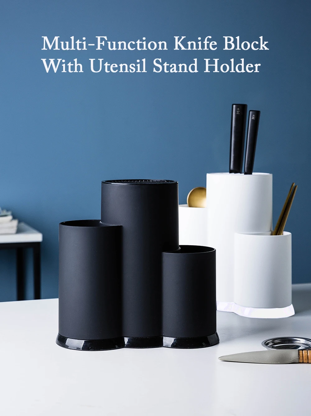 

MDZF SWEETHOME Multi-Function Utensil Holder Knife Block PP Flatware Drainer Storage Box Spoon Fork Kitchen Organizer Rack