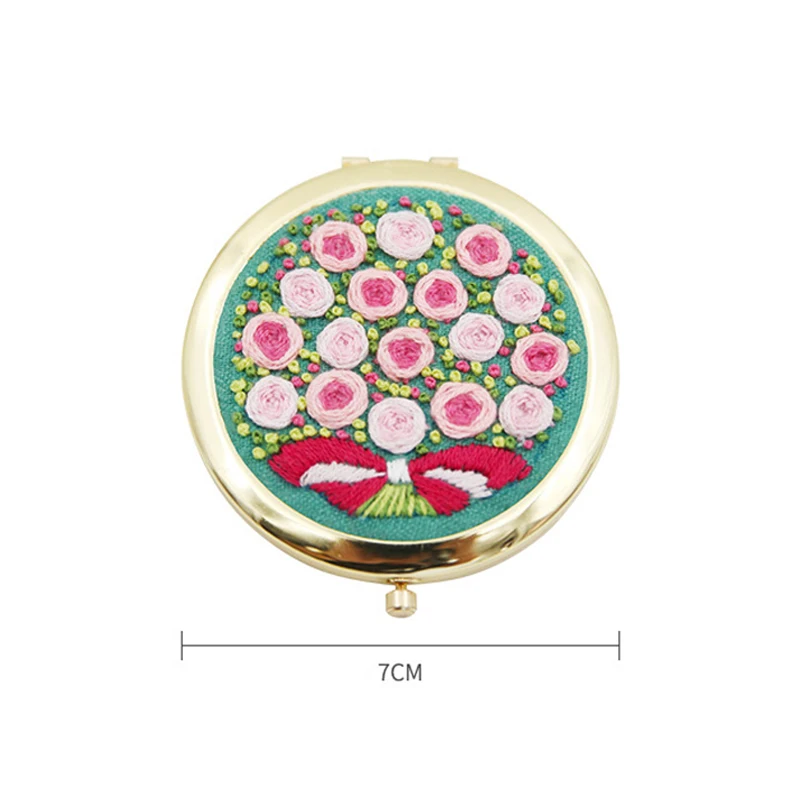 3D зеркало для макияжа с вышивкой сделай сам портативное Складное двухстороннее