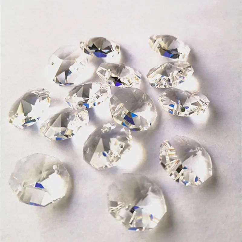 

1280pcs/lot 16mm Clear glass crystal octagon beads in two holes! Crystal Lighting Accessories,Christmas Garlands Strands beads