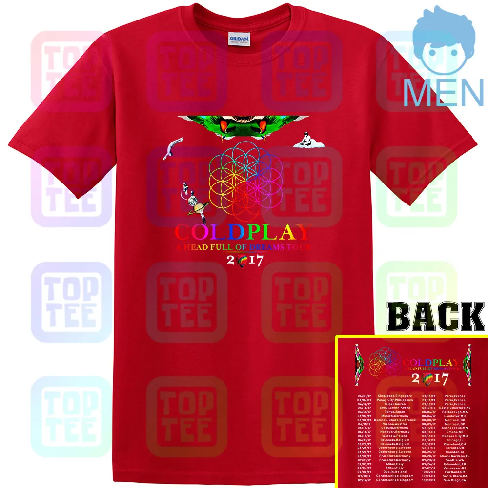 Красный Редкая! 69299-Coldplay Тур г. футболка Размеры S-3XL - Цвет: Красный