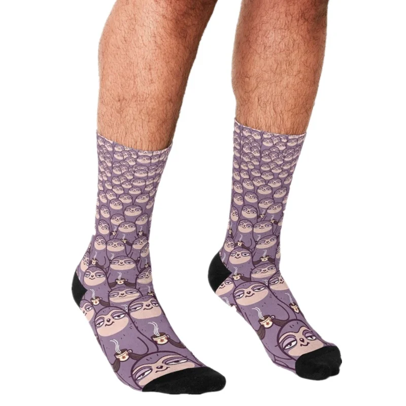 

2021 Funny Socks Men harajuku VINYL blue Printed Happy hip hop Men Socks Novelty Skateboard Crew Casual Crazy Socks