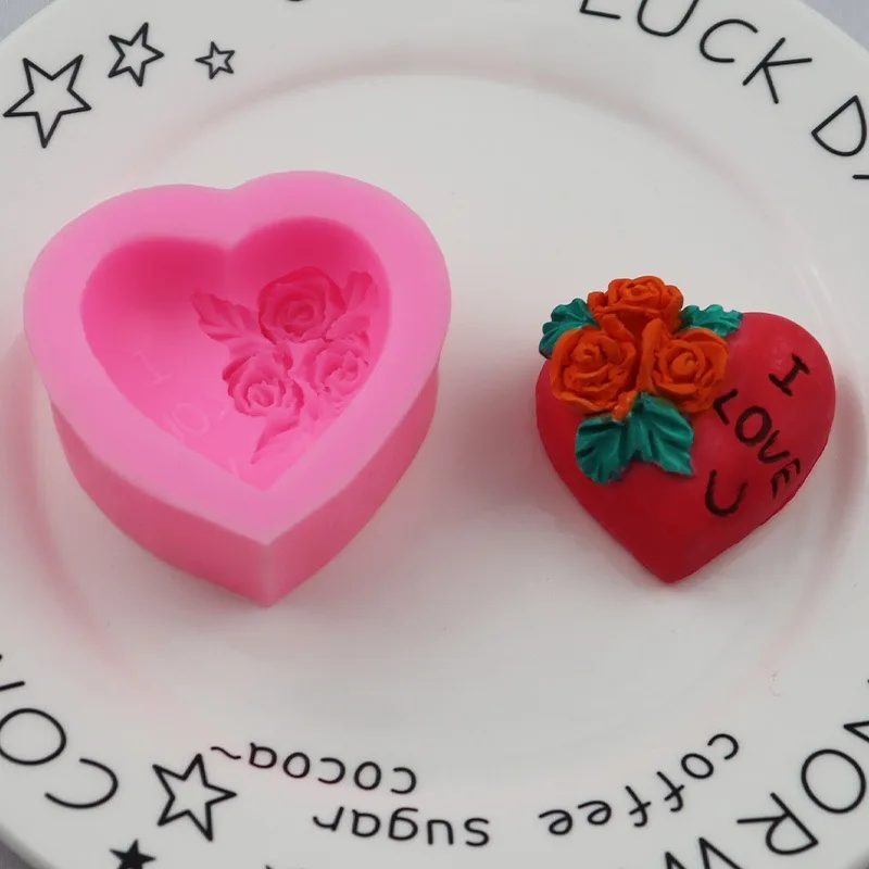 Любовь розовый силиконовая форма любовь мыло ручной работы Плесень Fondant