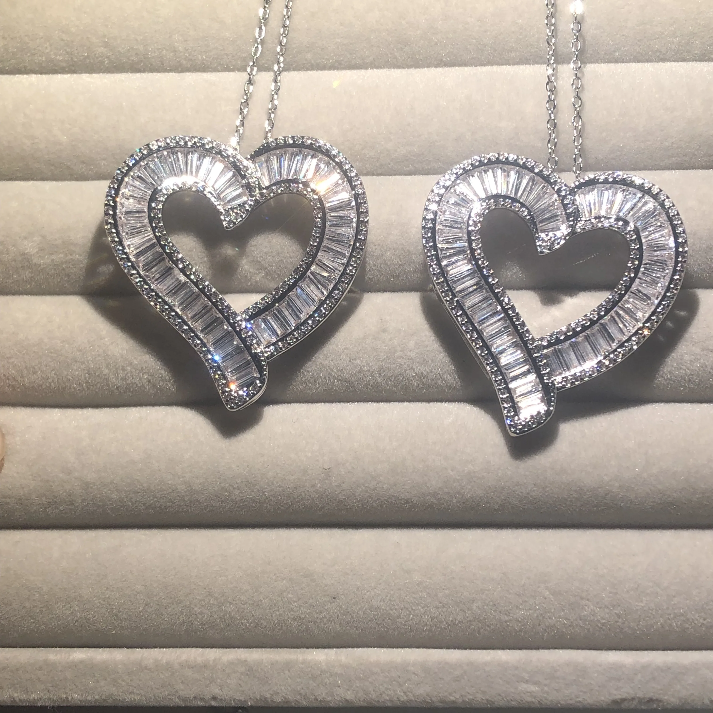 Роскошное ожерелье с подвеской в виде сердца из серебра 925 пробы женское