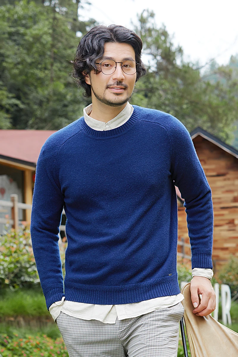 Zhili Men Original Basic Pullover 100% Wool Sweater