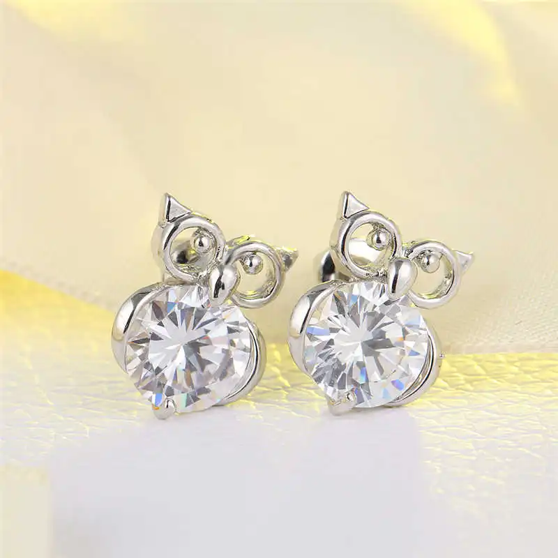 

Fashion New Zirconia Wedding New Gift Earrings Ear Stud Cubic Women Owl Animal