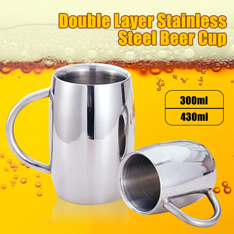 

300/430ml Double Wall Stainless Steel Tumbler Mug Liquor Cup Anti-fall Coffee Milk Mug Beer Tea Cup Drinkware