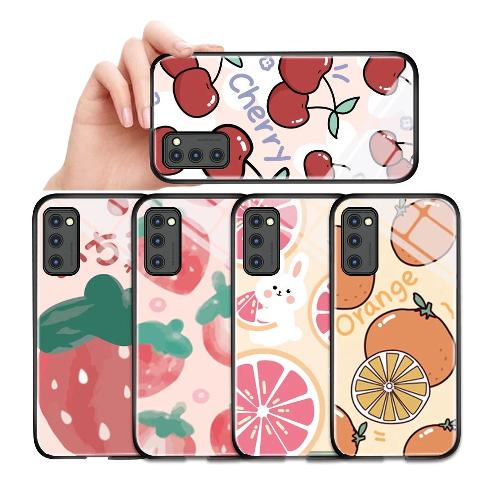 

Cute Cartoon Fruit Avocado Pattern 9H Tempered Glass Phone Case Back Cover For Samsung A12 A42 A31 A51 A71 A10 A20 A30 A50 A02S