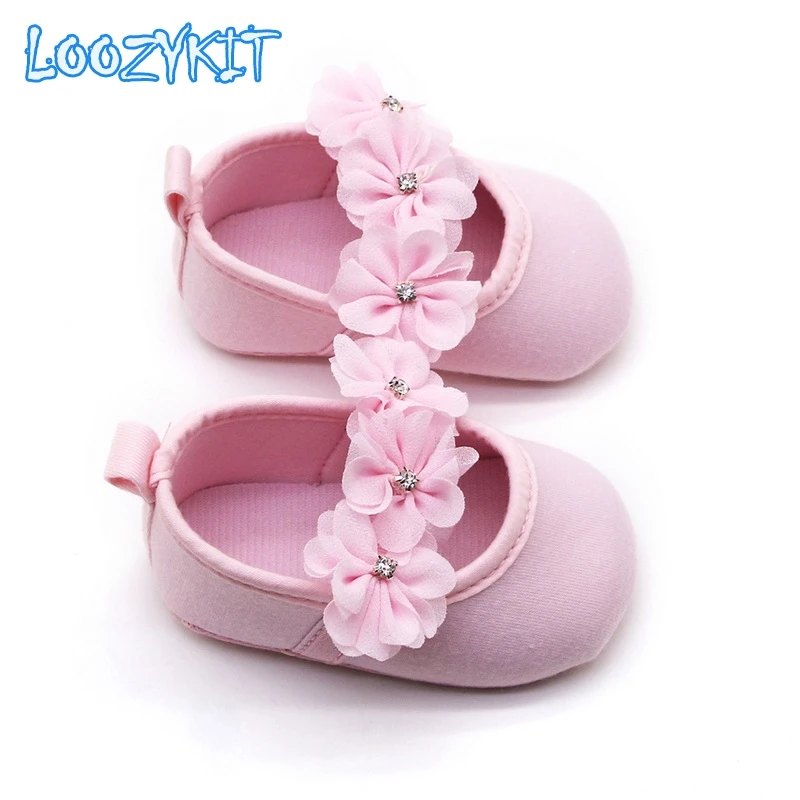 

Baby First Walker Shoes Kids Girls Baby Party Ballerina Shoes Infant 3D Flower Rhinestone Casual Shoes