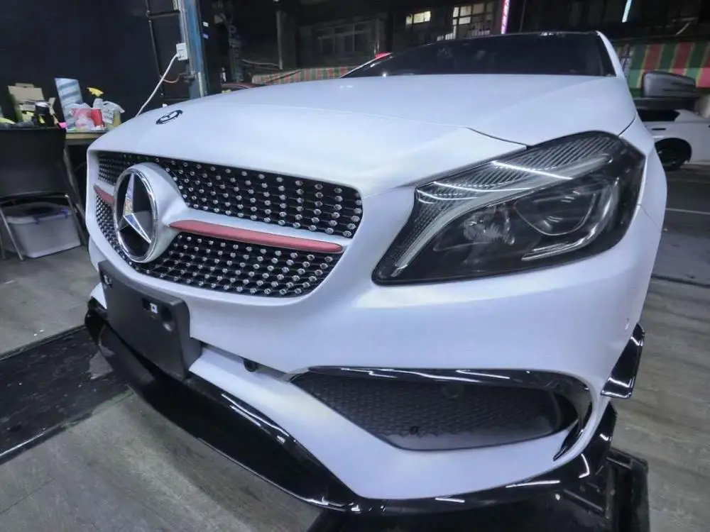 Для W176 передний спойлер сплиттеры Canards для Benz A Class A200 A250 A45 AMG- 8 шт. литьевая гарнитура украшение бампера