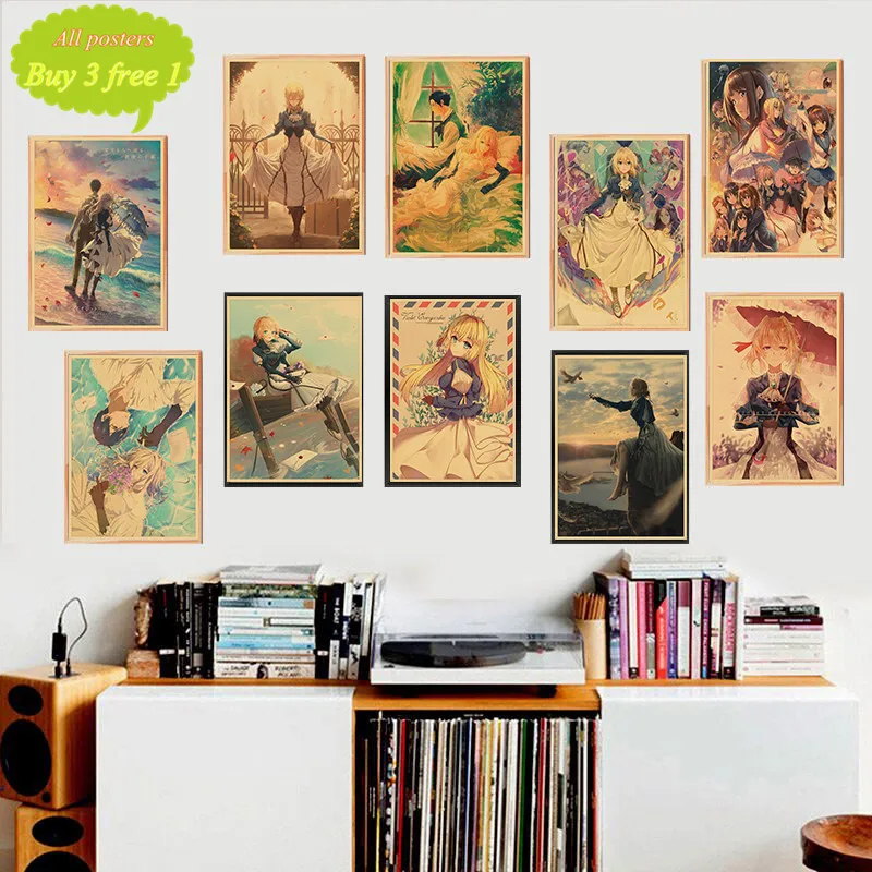 Настенные художественные плакаты из японского аниме фиолетовая девушка Evergarden