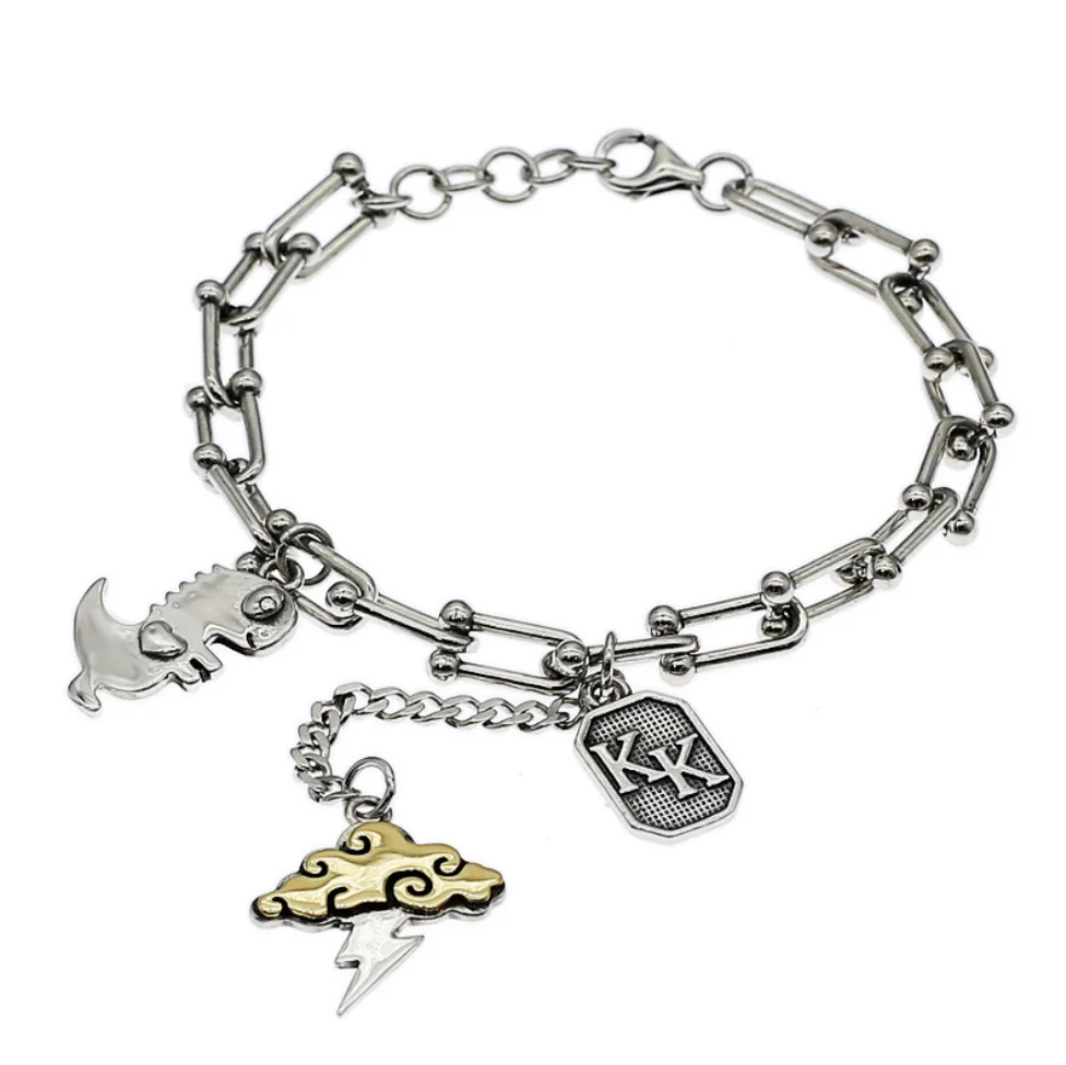 

S925 sterling silver jewelry bully dinosaur multi-element ladies Korean bracelet simple ins style jewelry