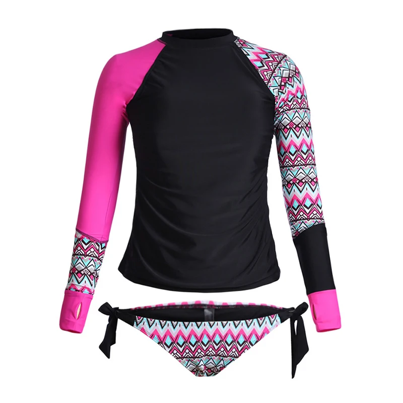 

Split swimsuit bathing suit women bikinis Long sleeve color print with chest pad swimwear women swimming suit for women
